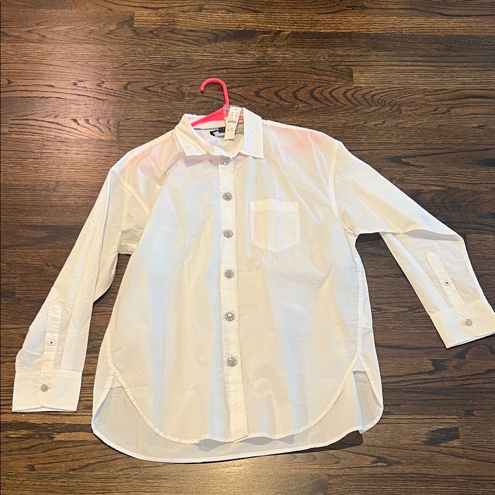 J. Crew White Button-Down Poplin Shirt